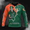 Miami Hurricanes All Over Print 3D Zip Up Hoodie For Men 