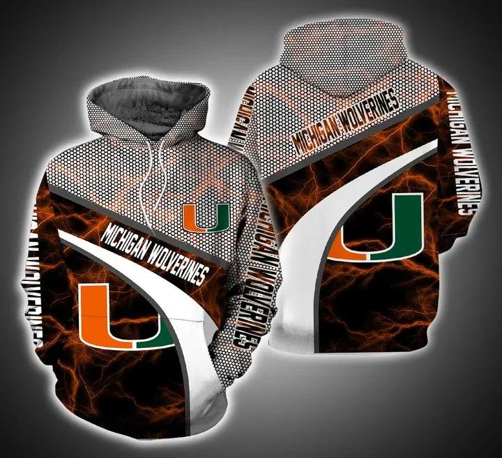 Miami Hurricanes Armor And Thunder Custom All Over Print 3D Hoodie