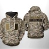Miami Hurricanes Camo Veteran Men'S 3D Hoodie With Zipper And Print Design 