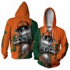 Miami Hurricanes Jack Skellington And Zero Halloween Printful 3D All Over Print Zip Up Hoodie.