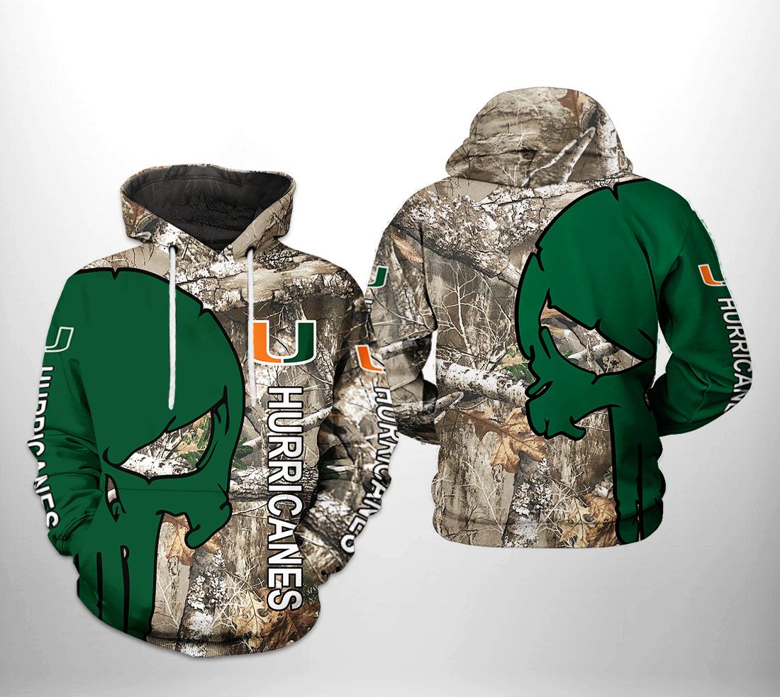 Miami Hurricanes Ncaa Camo Veteran Hunting All Over Print 3D Hoodie