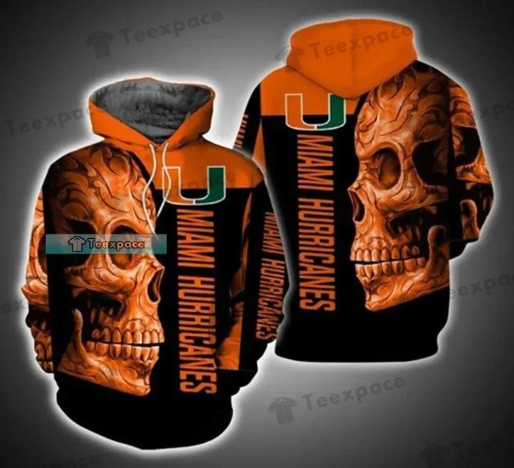 Miami Hurricanes Skull Art 3D Hoodie - Perfect For Ncaa Fans