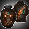 Miami Hurricanes Skull Fire Eyes Art All Over Print 3D Hoodie