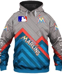 Miami Marlins Baseball All Over Print 3D Zip Up Hoodie For Men