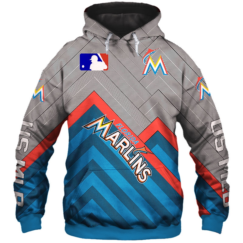 Miami Marlins Baseball All Over Print 3D Zip Up Hoodie For Men