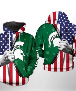 Michigan State Spartans Ncaa Us Flag 3D Printed Hoodie/Zipper Hoodie With Custom Graphic Prints