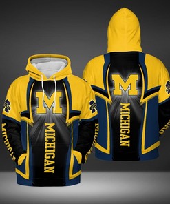 Michigan Wolverines All Over Print 3D Zip Up Hoodie With Graphic Design