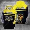 Michigan Wolverines All Over Print Zip Hoodie Featuring Skull Death, Gifts For Ncaa Fans 