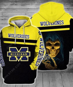 Michigan Wolverines All Over Print Zip Hoodie Featuring Skull Death, Gifts For Ncaa Fans