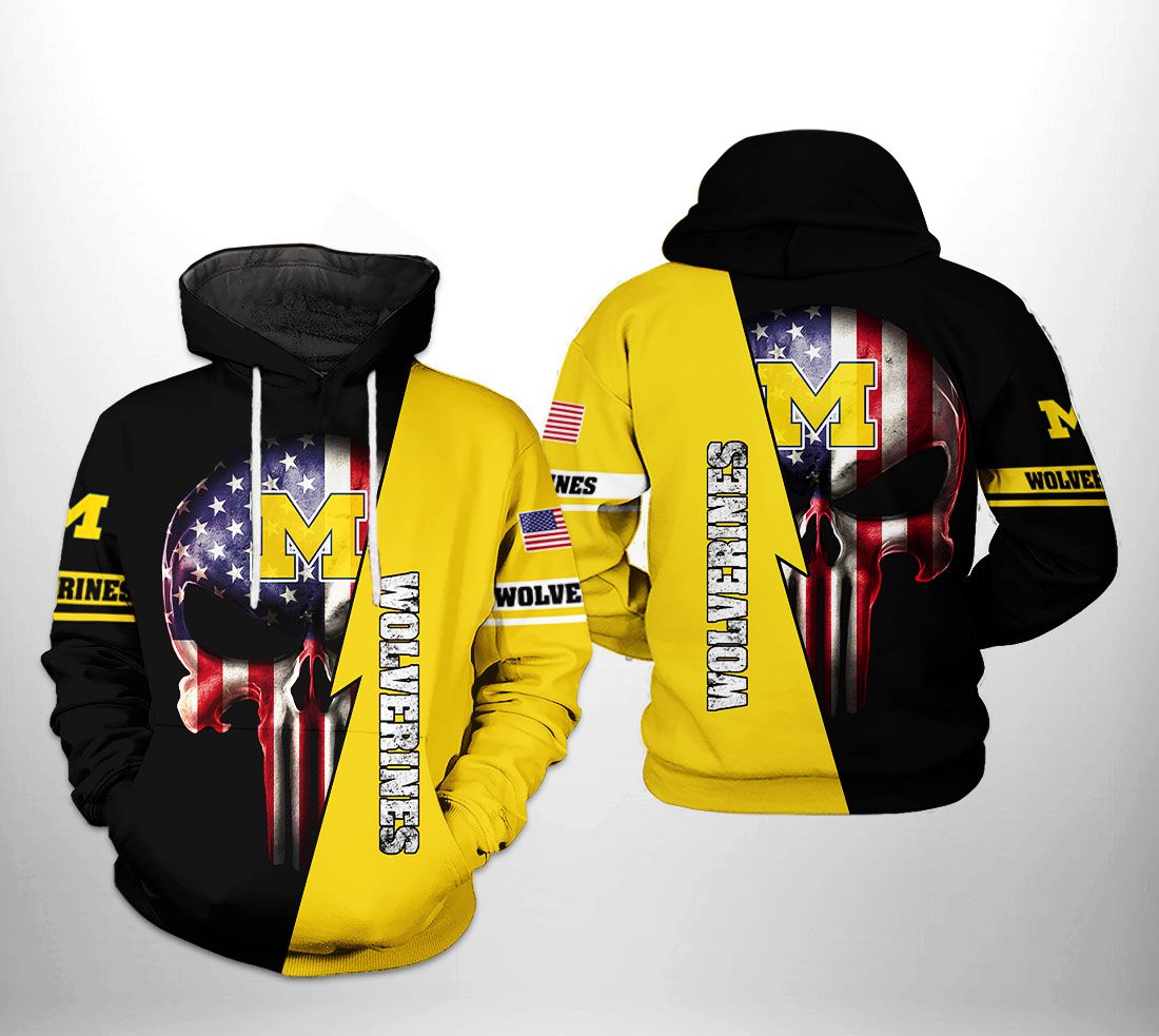 Michigan Wolverines All Over Printed Zip-Up Hoodie With 3D Design