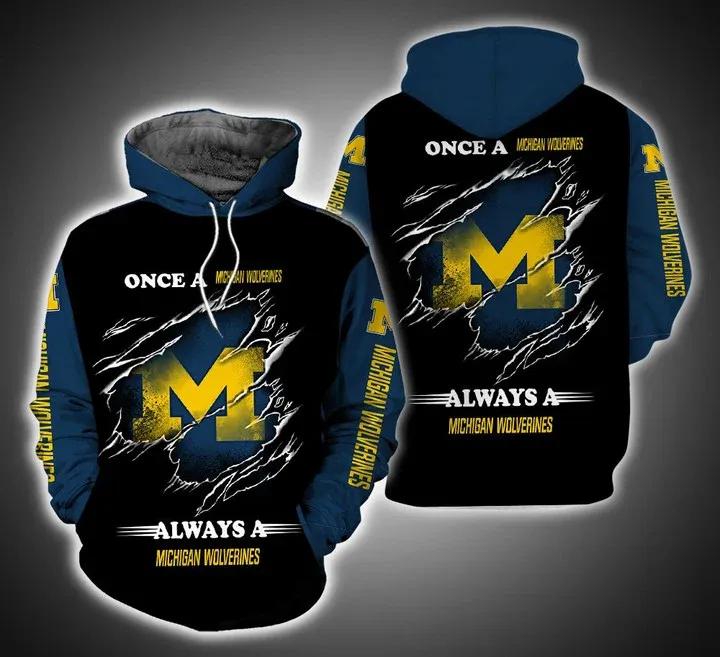 Michigan Wolverines Always A 3D All Over Print Zip Hoodie For Fans