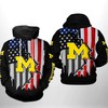 Michigan Wolverines American Flag Distressed 3D All Over Print Zip Hoodie Gifts For Ncaa Fans 