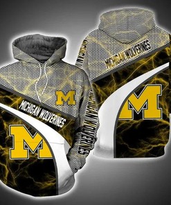 Michigan Wolverines Armor Thunder All Over Print 3D Hoodie Gifts For Ncaa Fans