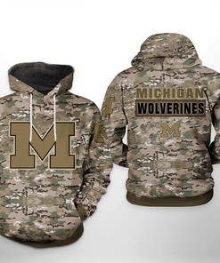 Michigan Wolverines Camo Veteran 3D All Over Print Hoodie For Ncaa Fans