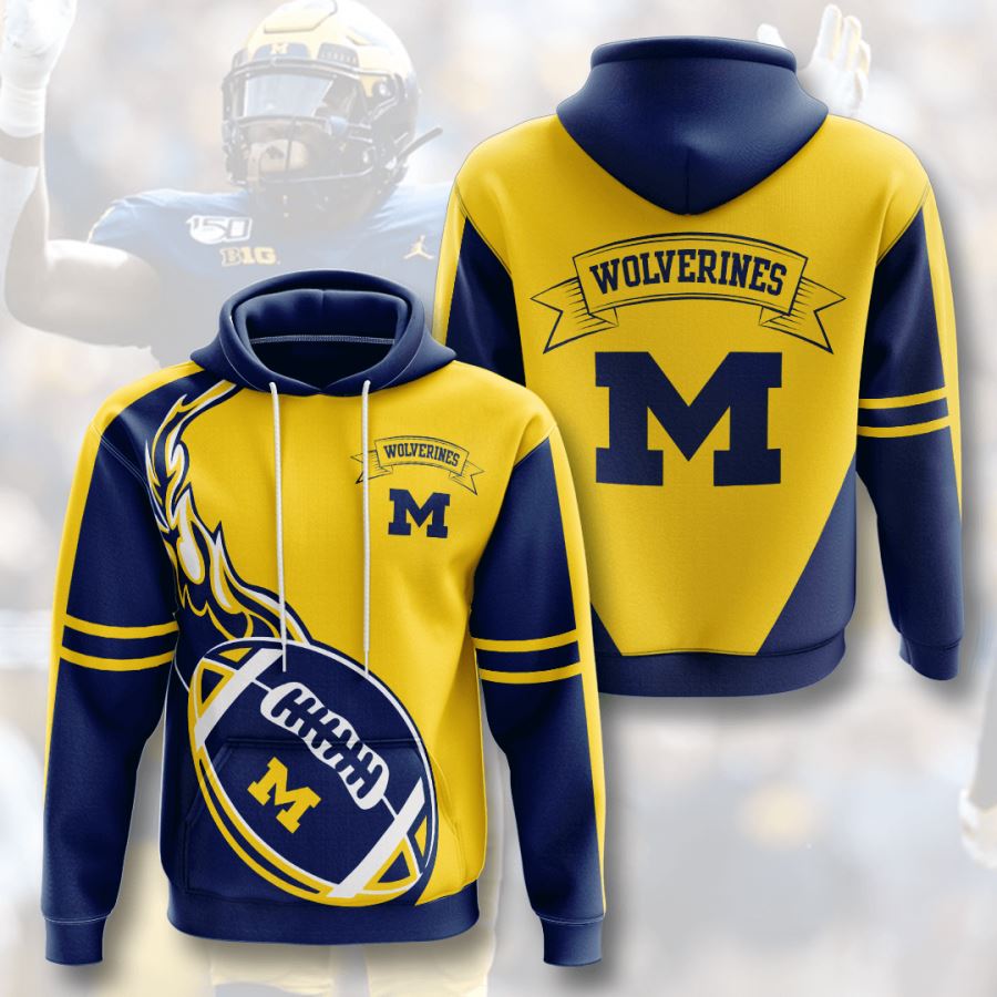 Michigan Wolverines Custom Sport All Over Print 3D Hoodie With Graphic Design