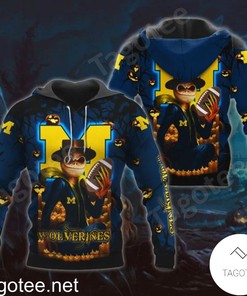 Michigan Wolverines Jack Skellington Halloween 3D All Over Print Zip Hoodie For Ncaa Fans