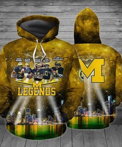 Michigan Wolverines Legend Team Signature 3D All Over Print Zip Hoodie Gifts For Ncaa Fans