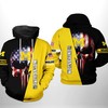 Michigan Wolverines Ncaa Us Flag Skull 3D Printed Hoodie/Zipper Hoodie For Men With Custom Designs