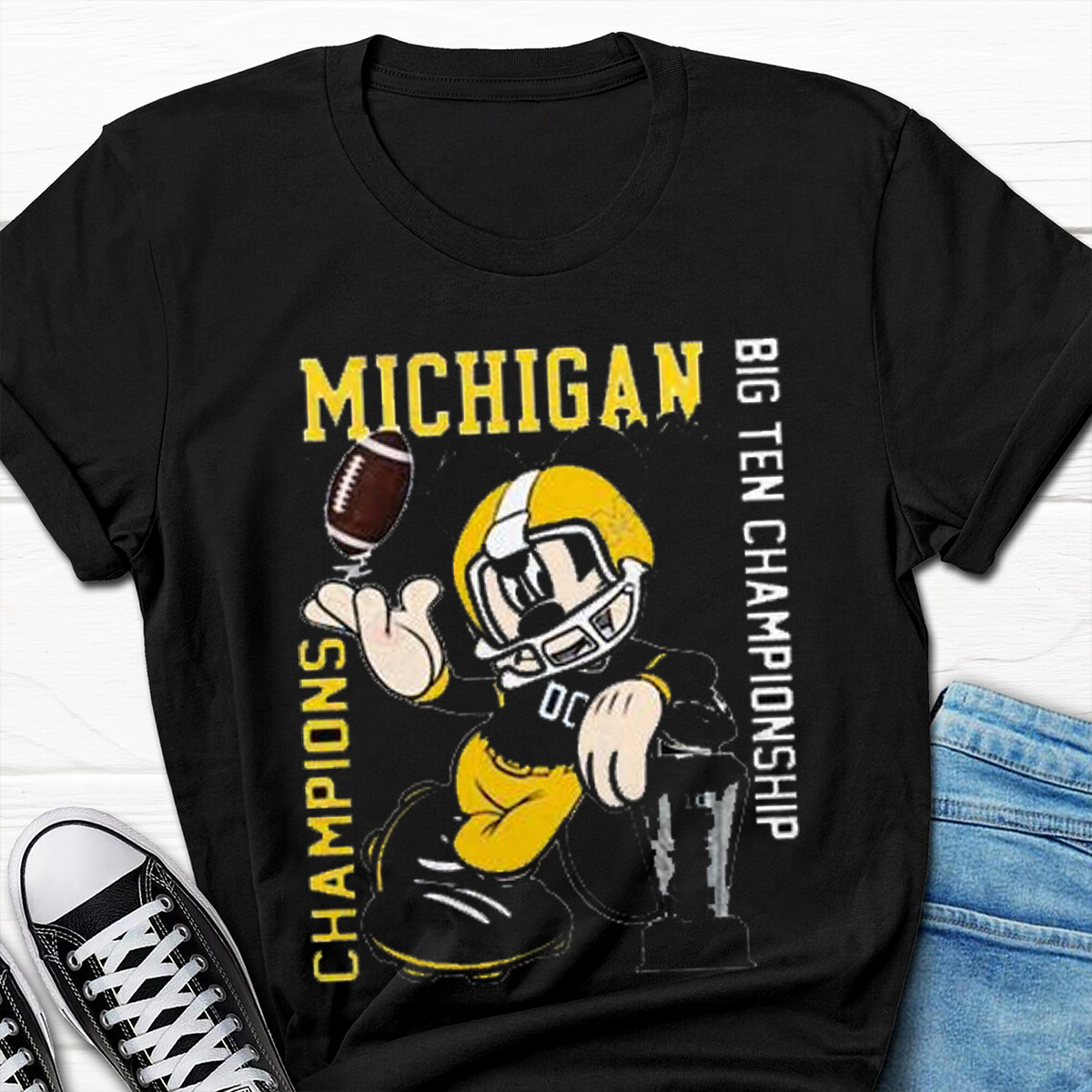 Mickey Michigan Wolverines 2021 Big Ten Championship Football Shirt - NCAA Fan Gear