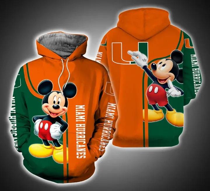 Mickey Mouse Paints Logo Miami Hurricanes All Over Print 3D Hoodie