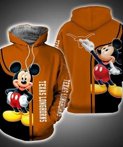 Mickey Mouse Paints Logo Texas Longhorns 3D Hoodie College Baseball Apparel - All Over Print Hoodies For Women