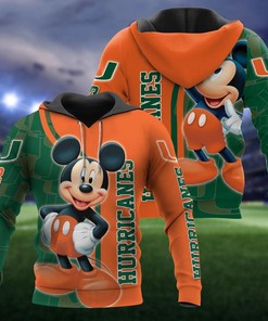 Mickey Mouse With Miami Hurricanes All Over Print 3D Hoodie