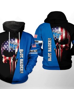 Middle Tennessee Blue Raiders Skull 3D Printed Hoodie/Zipper Hoodie With All Over Prints For Men And Women