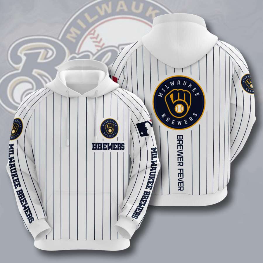 Milwaukee Brewers All Over Print Hoodie With 3D Graphic Design, Perfect For Fans