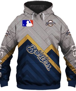 Milwaukee Brewers Baseball Zip-Up Hoodie With 3D Design For Fans