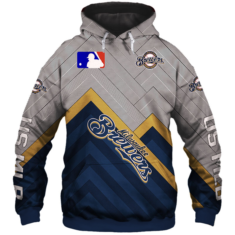 Milwaukee Brewers Baseball Zip-Up Hoodie With 3D Design For Fans