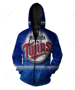 Minnesota Twins Nfl All Over Print Zip-Up Hoodie With 3D Graphic Design