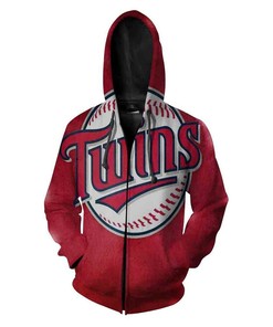 Minnesota Twins Nfl Football Big Logo All Over Print Zip-Up Hoodie With 3D Design