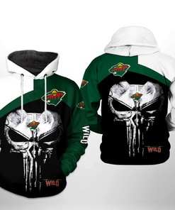 Minnesota Wild Nhl Punisher Skull 3D All Over Print Zip Up Hoodie: A Menacing Look For The Fans