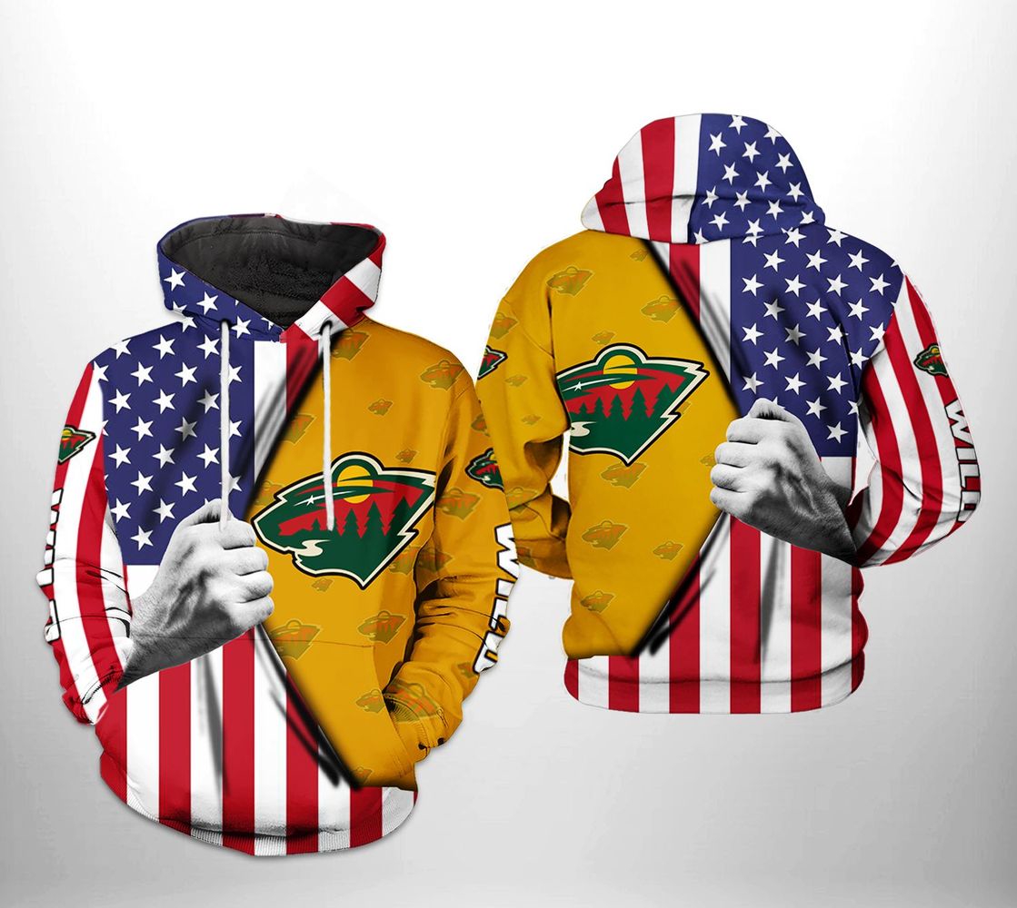 Minnesota Wild Nhl Us Flag 3D Hoodie Zip Hoodie: Stay Warm And Patriotic