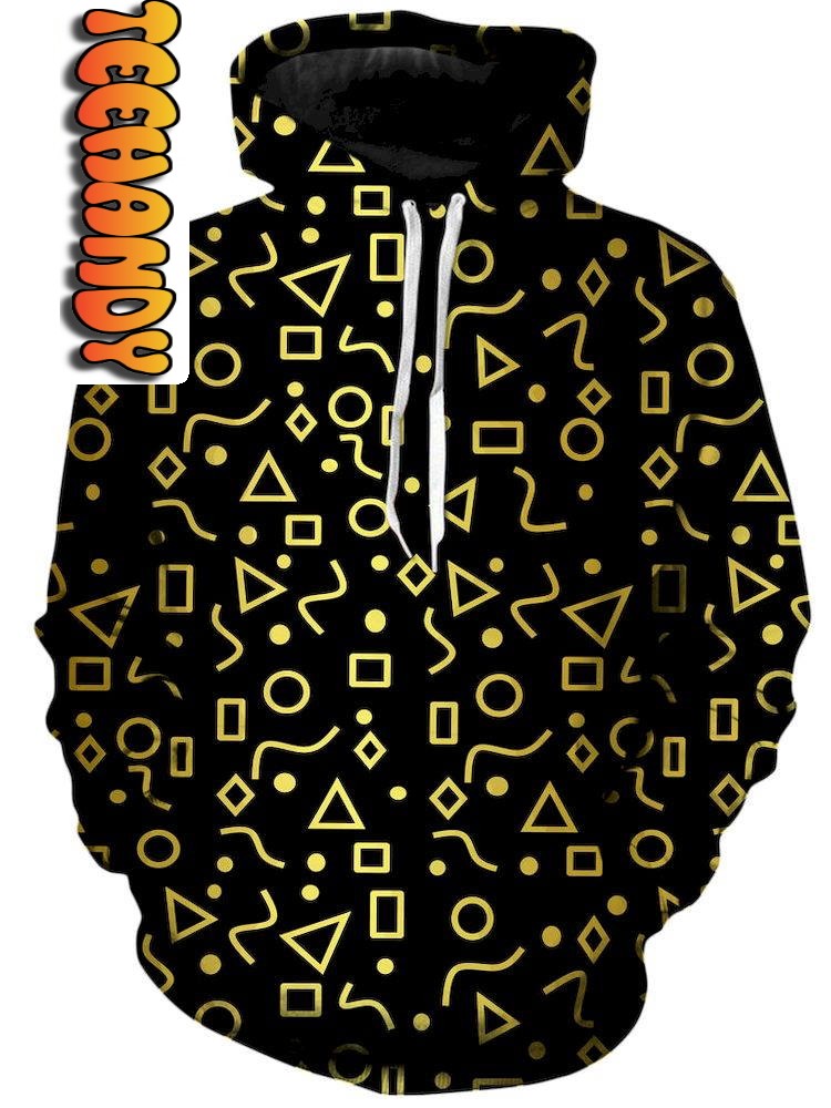 Mod Gold Shapes Unisex All Over Print 3D Hoodie