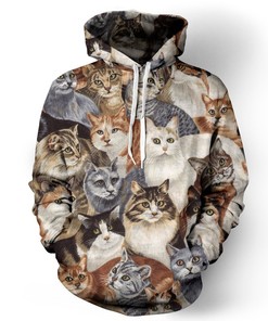 Multi Cat Animals All Over Print 3D Hoodie For Cat Lovers