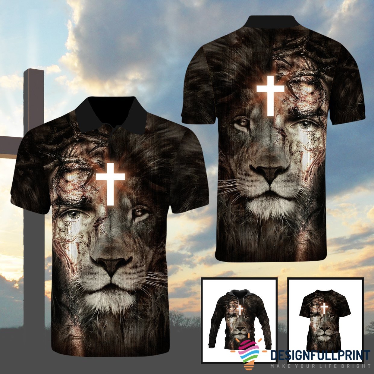 Multitype Jesus And Lion Unisex Pullover Hoodie Or Shirt Or T Shirt | Gifts For Father Day
