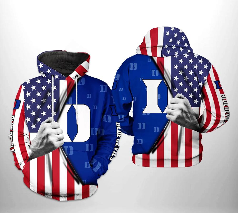 My Heart American Flag 3D Hoodie: Duke Blue Devils Edition