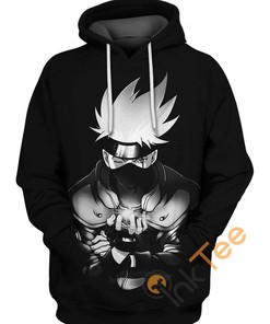 Naruto Black And White Kakashi Hoodie 3D Graphic All Over Print