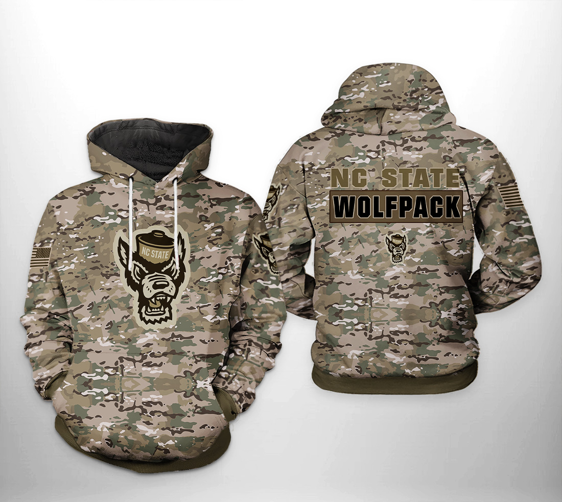 Nc State Wolfpack Ncaa Camo Veteran 3D Printed Hoodie/Zipper Hoodie With Custom Designs