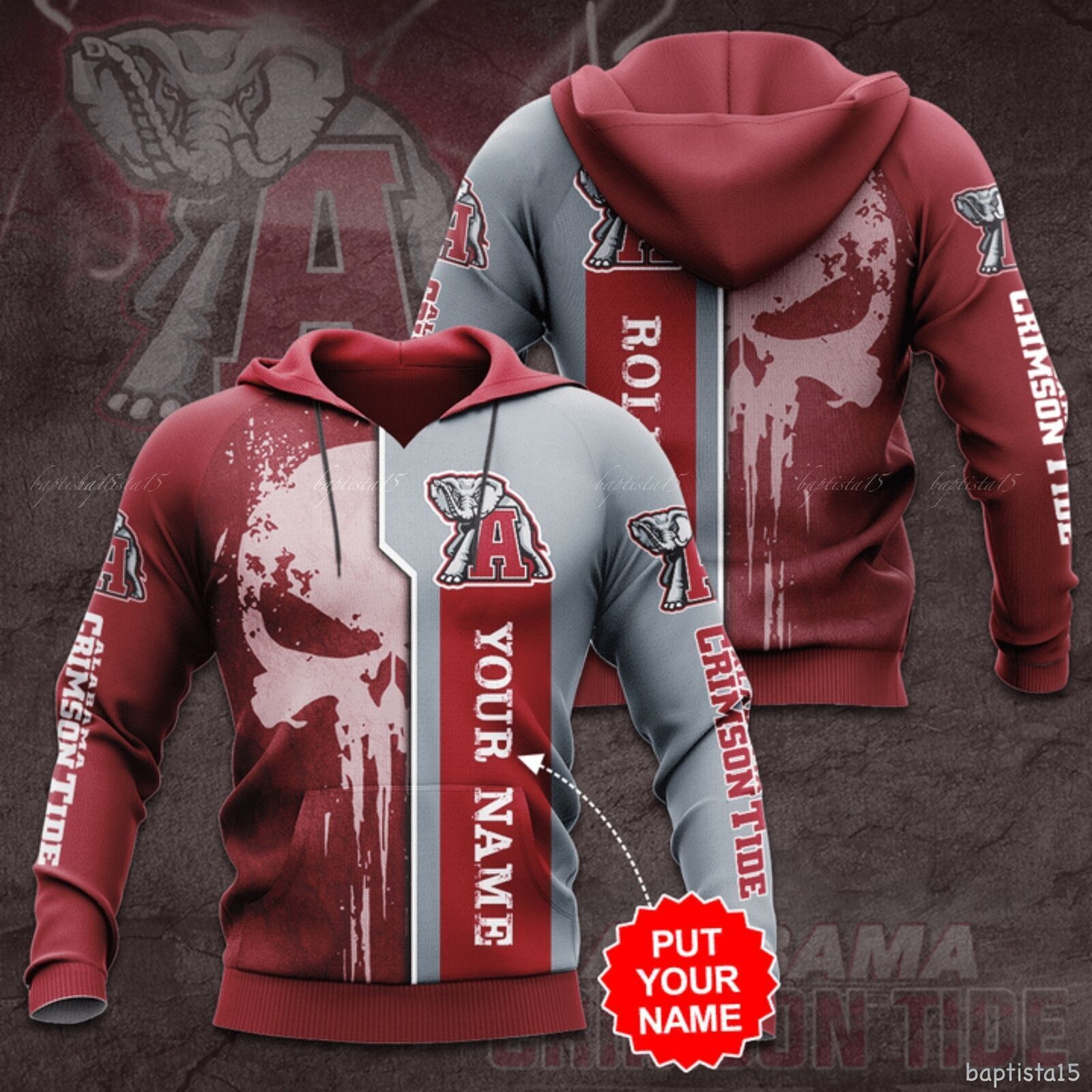 Ncaa Alabama Crimson Tide Usa Flag 3D Printed Hoodie - Ncaa Apparel For Fans