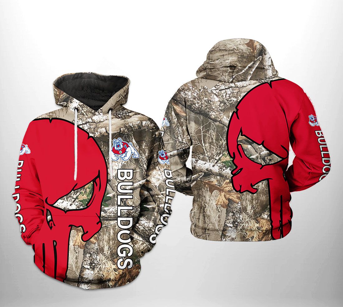 Ncaa Camo Veteran Hunting Fresno State Bulldogs 3D Printed Hoodie - Unique Gift For Hunting Enthusiasts