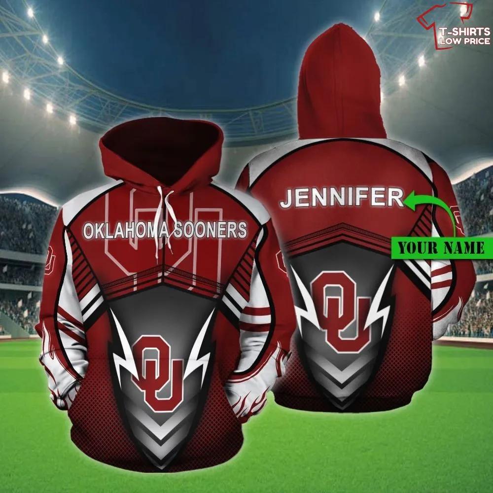 Ncaa College Gift: Oklahoma Sooners Fireball Heat 3D Hoodie