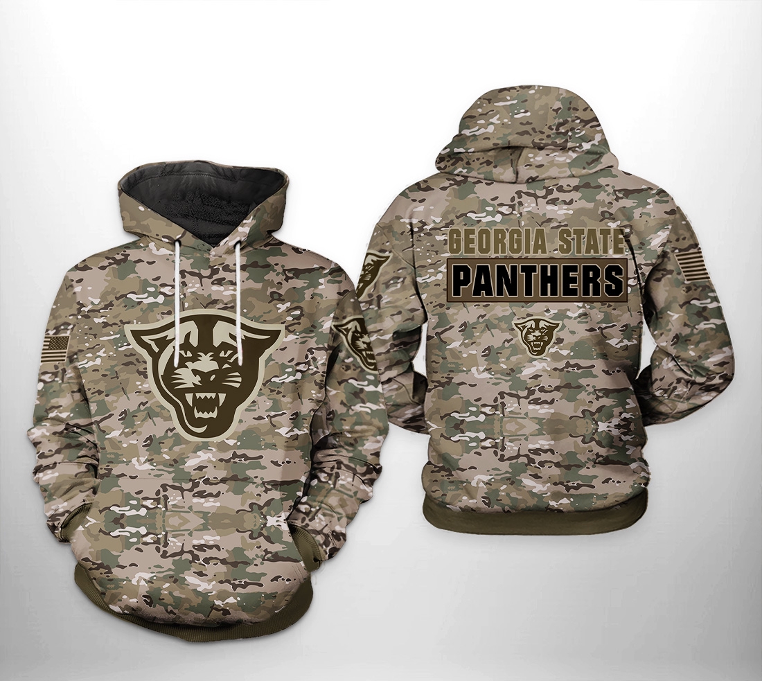 Ncaa Georgia State Panthers Camo Veteran All Over Print 3D Hoodie