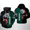 Ncaa Hawaii Rainbow Warriors Us Flag Skull All Over Print 3D Hoodie 