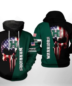 Ncaa Hawaii Rainbow Warriors Us Flag Skull All Over Print 3D Hoodie