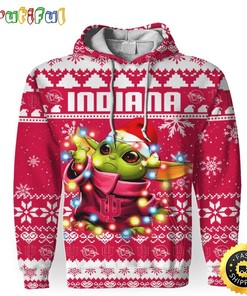 Ncaa Indiana Hoosiers Baby Yoda Christmas All Over Print Hoodie