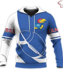 Ncaa Kansas Jayhawks Blue White 3D Hoodie - Officially Licensed