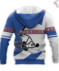Ncaa Kansas Jayhawks Blue White 3D Hoodie - Officially Licensed