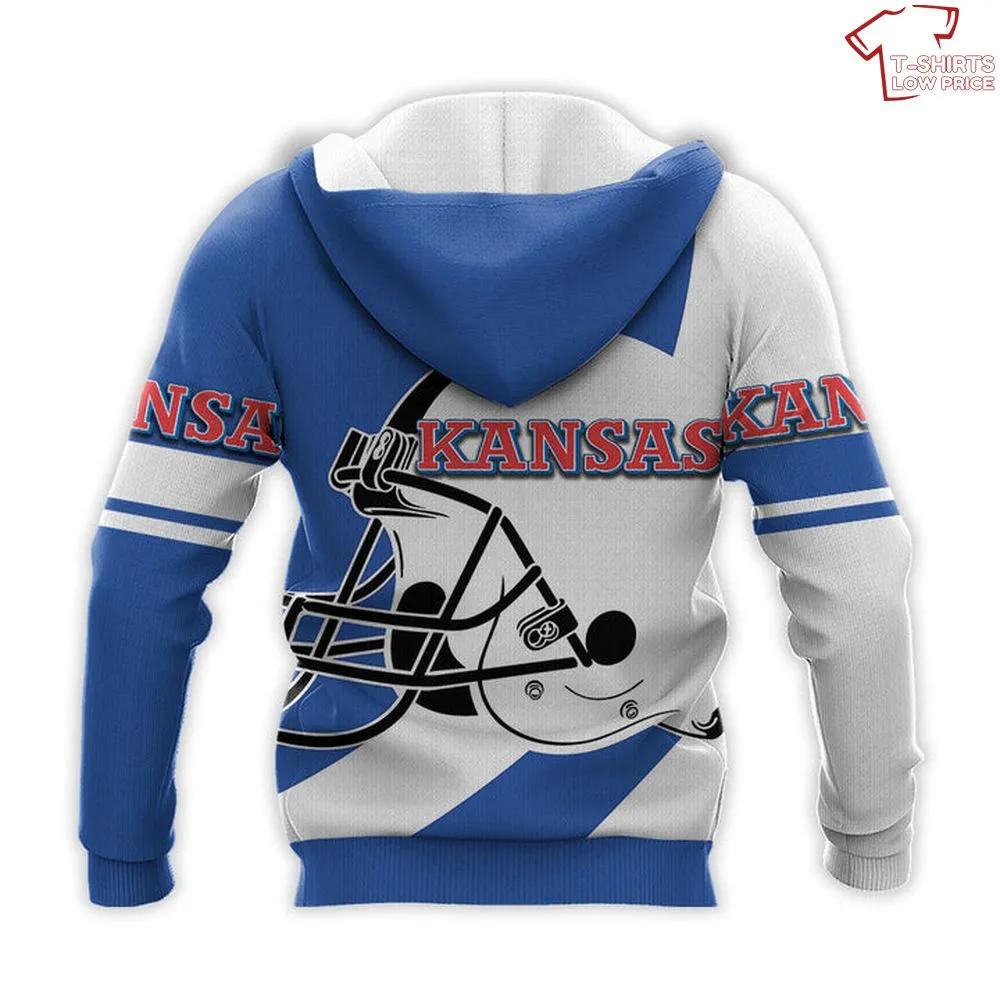 Ncaa Kansas Jayhawks Blue White 3D Hoodie - Officially Licensed
